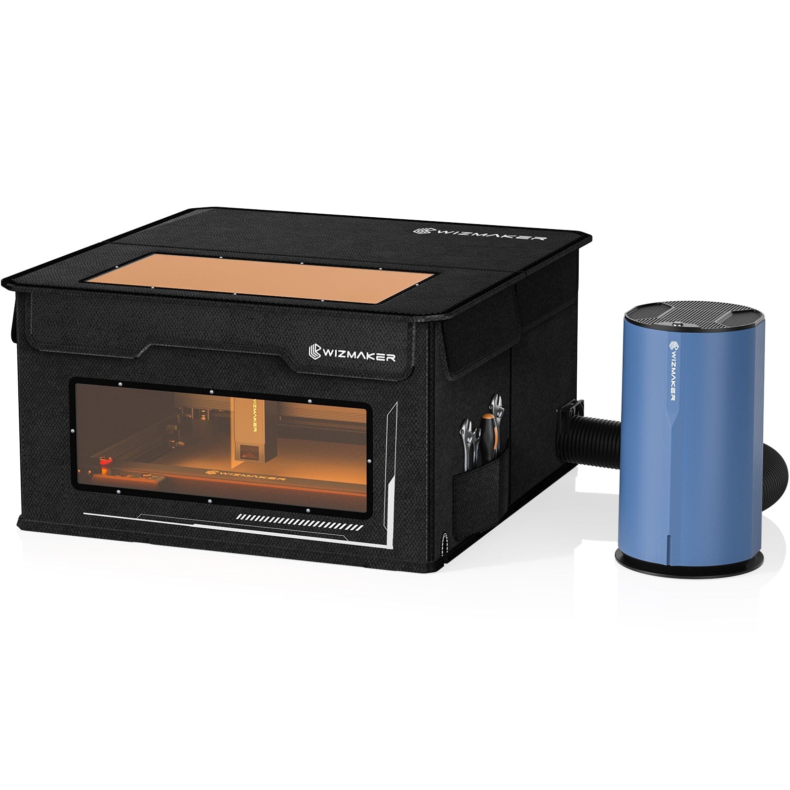 Wizmaker Enclosure and Air Purifier for laser engravers review - the  powerful exhaust fan and air purifier protect you from smoke and fumes -  The Gadgeteer